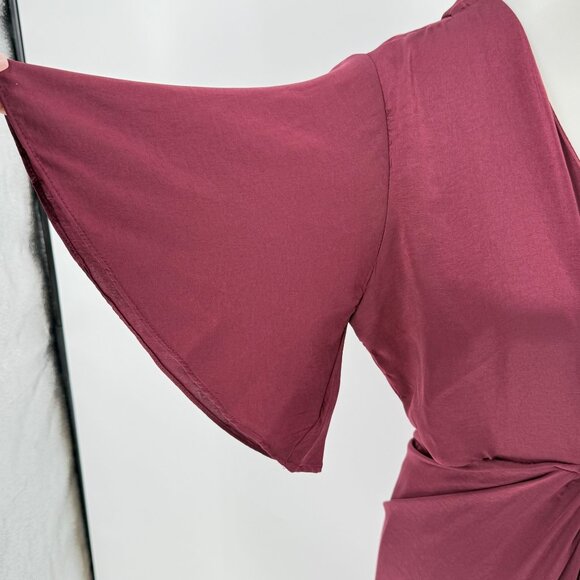 Bishop + Young Harper Crimson Cutout Dress S 100% Polyester V-Neck Short Sleeve - Picture 7 of 10